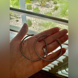 David Yurman Cable Hoop Earrings- Sterling Silver- 2.5in